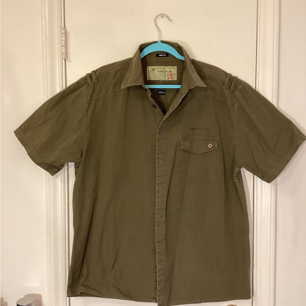 Oakley Green Casual Button Down Shirt Short Sleeves